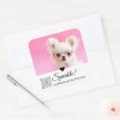 Trendy Modern Foto Name QR Code Large Quadratischer Aufkleber (Umschlag)