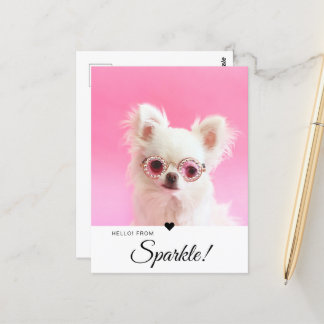 Trendy Modern Foto Script Name QR Code Postkarte