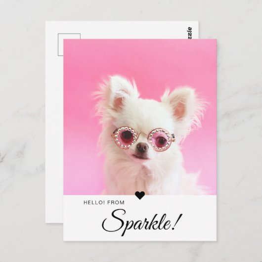 Trendy Modern Foto Script Name QR Code Postkarte (Vorne/Hinten)