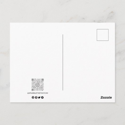Trendy Modern Foto Script Name QR Code Postkarte (Rückseite)