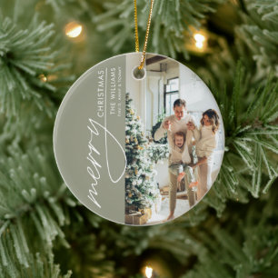 Trendy Modern Foto Weihnachten Keramik Ornament