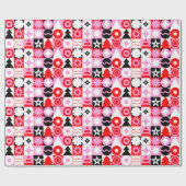 Trendy Modern Geometric Christmas Pattern Red Pink Geschenkpapier (Flach)