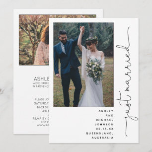 Trendy Modern Gerade Verheiratet Empfang Nur 2 Fot Einladung