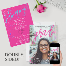 Trendy Modern Girl Pink School Uni Grad Foto Ankündigung