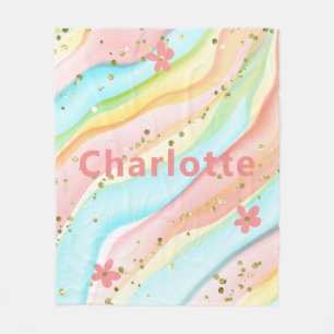 Trendy Modern Girly Glitzer Floral Personalisiert Fleecedecke