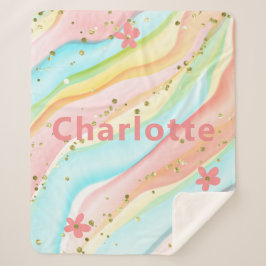 Trendy Modern Girly Glitzer Floral Personalisiert Sherpadecke