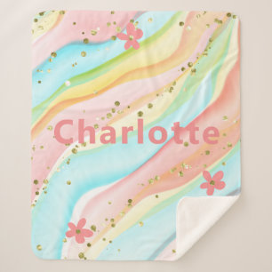 Trendy Modern Girly Glitzer Floral Personalisiert Sherpadecke