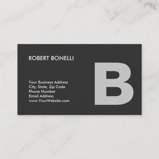 Trendy Modern Gray Monogram Business Card Visitenkarte (Vorderseite)