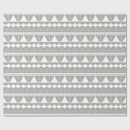 Trendy Modern Gray & White Aztec Print Geschenkpapier (Flach)