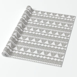 Trendy Modern Gray & White Aztec Print Geschenkpapier