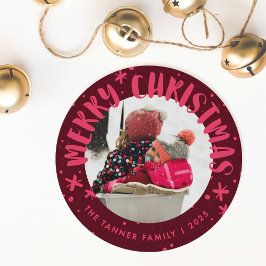 Trendy Modern Handwritten Christmas Photo Card Einladung