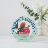 Trendy Modern Handwritten Holiday Photo Card Einladung (Stehend Vorderseite)