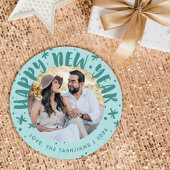 Trendy Modern Handwritten New Year Photo Card Einladung