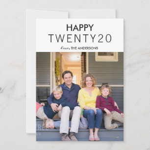 Trendy Modern Hello Twenty 20 Happy New Year Foto Feiertagskarte
