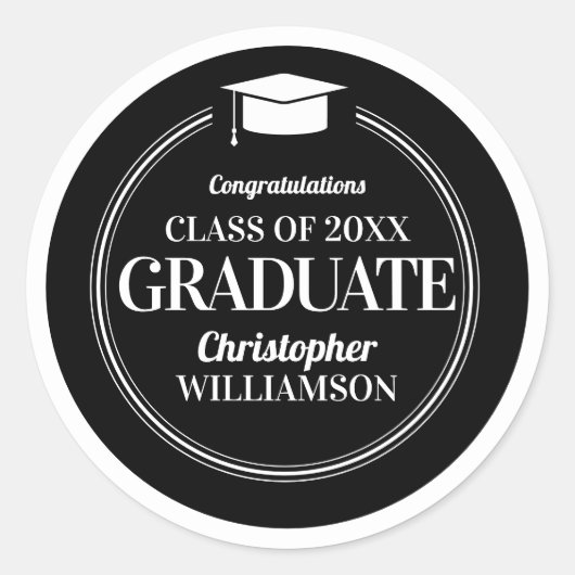 Trendy Modern Herzlichen Glückwunsch Graduate Runder Aufkleber (Vorderseite)