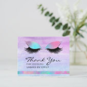 Trendy Modern Iridescent Chic Danke Lash Care Postkarte (Stehend Vorderseite)