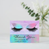 Trendy Modern Iridescent Chic Danke Lash Care Postkarte (Stehend Vorderseite)