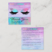 Trendy Modern Iridescent Chic Danke Lash Care Quadratische Visitenkarte (Vorne/Hinten)