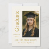 Trendy Modern Ivory Gold Photo Graduation Einladung (Vorderseite)