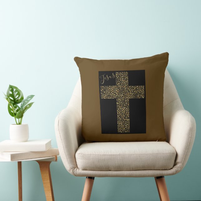 Trendy Modern Jesus Gold Cross Kissen (Stuhl )