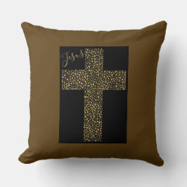 Trendy Modern Jesus Gold Cross Kissen