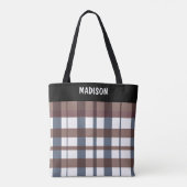 Trendy Modern kariert personalisiert Tasche (Rückseite)