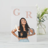 Trendy Modern Lässig Foto Abschluss Einladung (Stehend Vorderseite)