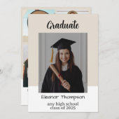 Trendy Modern Lässig Foto Abschluss Einladung (Vorne/Hinten)