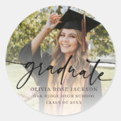 Trendy Modern Lässig Foto Abschluss Runder Aufkleber (Vorderseite)