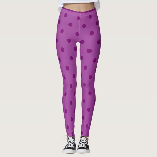 Trendy Modern Lila Polka Dot Leggings (Vorderseite)