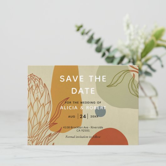 Trendy Modern Line Abstrakt Protea Botanisch (Stehend Vorderseite)