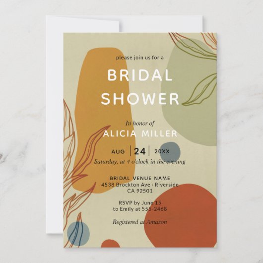 Trendy Modern Line Abstrakt Protea Botanisch Einladung (Vorderseite)