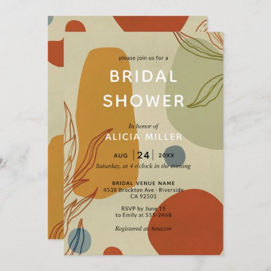 Trendy Modern Line Abstrakt Protea Botanisch Einladung (Vorne/Hinten)