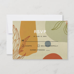 Trendy Modern Line Abstrakt Protea Botanisch RSVP Karte