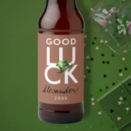 Trendy Modern Luck Mocha Brown Green Irish Hat Bierflaschenetikett