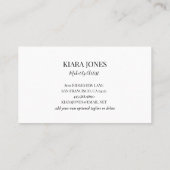 Trendy Modern Makeup Artist Foto Script Visitenkarte (Rückseite)