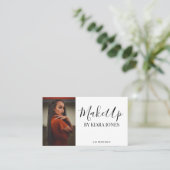 Trendy Modern Makeup Artist Script Foto Visitenkarte (Stehend Vorderseite)