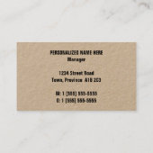 Trendy & Modern Manager Business Card Visitenkarte (Rückseite)