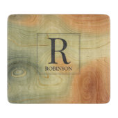 Trendy Modern Marble Monogram Schneidebrett (Vorderseite)