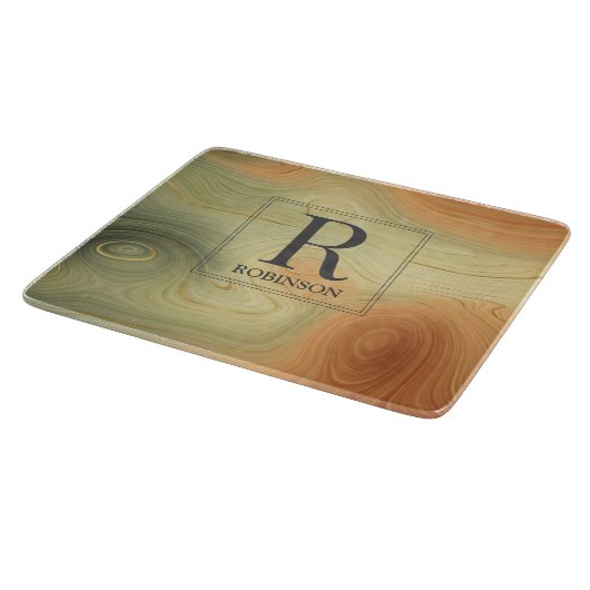 Trendy Modern Marble Monogram Schneidebrett (Ecke)