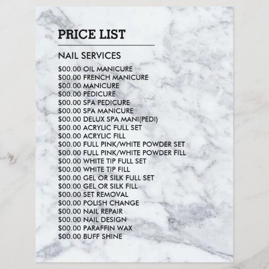 Trendy Modern Marble Nail Technician, Nagelstudio Flyer (Hinten)