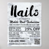 Trendy Modern Marble Nail Technician, Nagelstudio Poster (Vorne)
