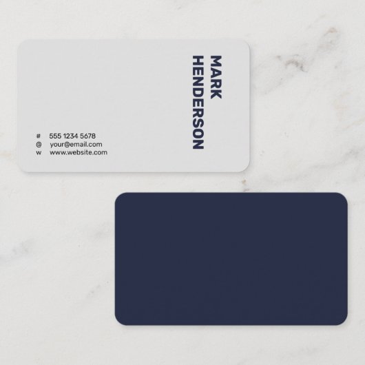Trendy Modern Minimal Navy Blue Visitenkarte (Vorne/Hinten)