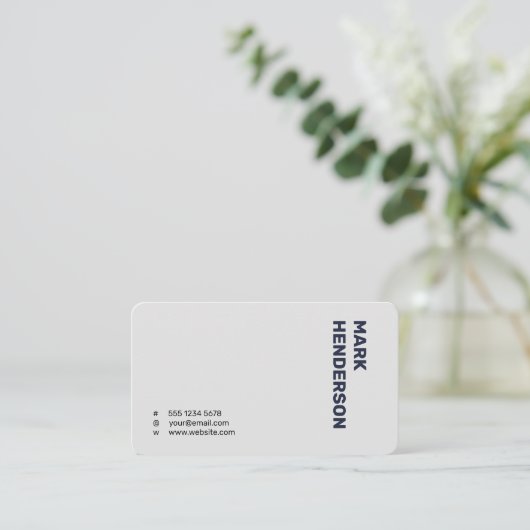 Trendy Modern Minimal Navy Blue Visitenkarte (Stehend Vorderseite)