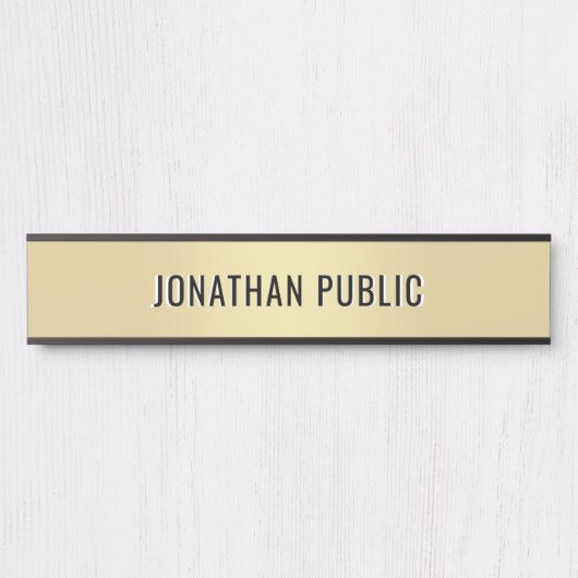 Trendy Modern Minimalist Template Elegant Gold Türschild (Vorderseite )