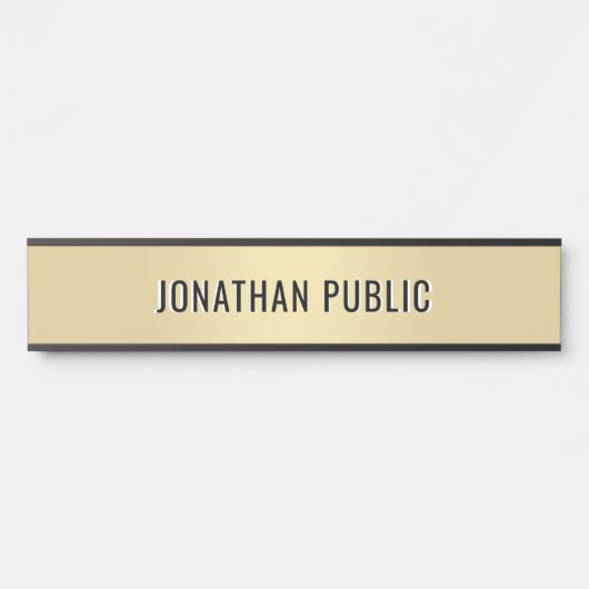 Trendy Modern Minimalist Template Elegant Gold Türschild (Vorderseite )