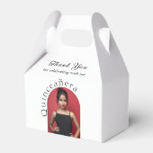 Trendy Modern Minimalistisch Arched Foto Quinceane Geschenkschachtel (Rückseite)