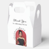 Trendy Modern Minimalistisch Arched Foto Quinceane Geschenkschachtel (Geöffnet)