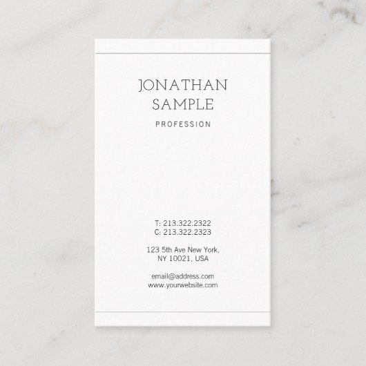 Trendy Modern Minimalistischer Design Chic Schlich Visitenkarte (Vorderseite)