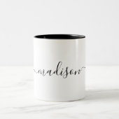 Trendy Modern Minimalistischer Skriptname Zweifarbige Tasse (Mittel)